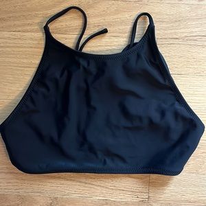 Volcom black swim suit bikini top halter sporty simply solid strappy high neck.